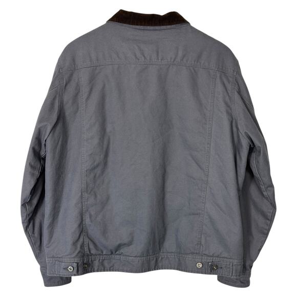 Woolrich Canvas Barn Coat Gray Sherpa Lined Men 2XL Corduroy Collar Chore Jacket - Picture 14 of 16